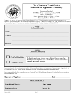 City of Anderson Transit System Reduced Fare Application &ndash; Disability