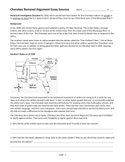Cherokee Removal Argument Essay Sources