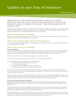 update to the Duty of disclosure for new and existing