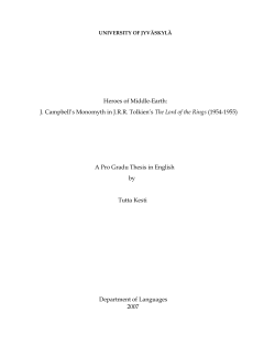 Heroes of Middle-Earth: J. Campbell`s Monomyth in J.R.R. Tolkien`s