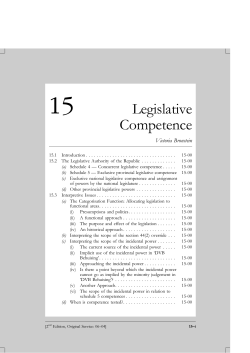 Chapter 15 Legislative Competence