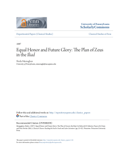 Equal Honor and Future Glory: The Plan of Zeus in the Iliad