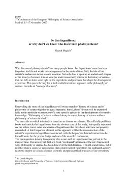 Dr Jan IngenHousz, or why don`t we know who - Philsci