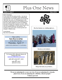 NO PLUS ONE Thursday, April 17