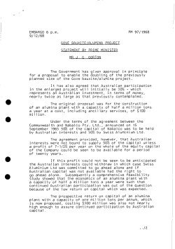 PM 97/1968 - GOVE BAUXITE/ALUMINA PROJECT