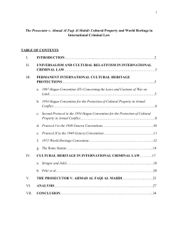 The Prosecutor v. Ahmad Al Faqi Al Mahdi: Cultural Property and