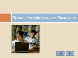 Quotations, paraphrases and summaries