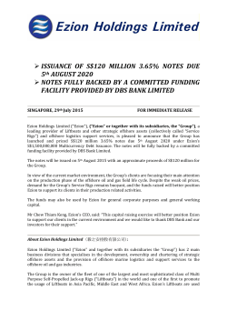 ISSUANCE OF S$120 MILLION 3.65% NOTES DUE 5th AUGUST