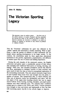 The Victorian Sporting legacy