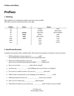Prefixes and Suffixes