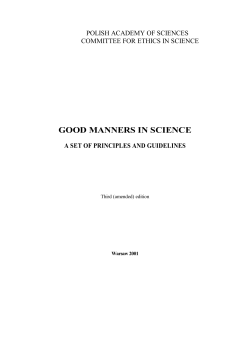 Good manners in science: a set of principles and guidelines