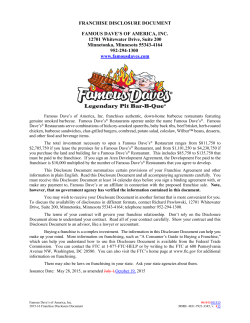 Famous Dave`s&reg; Franchise Disclosure Document