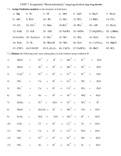 7.1. Assign Oxidation numbers to the elements in bold
