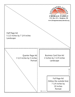 Half Page Ad 5 1/2 inches by 7 1/4 inches Landscape Quarter Page