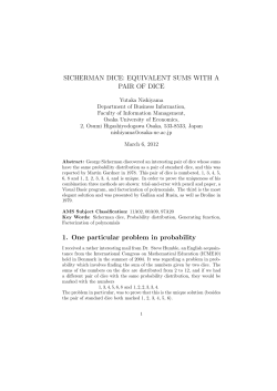 SICHERMAN DICE: EQUIVALENT SUMS WITH A PAIR OF DICE 1