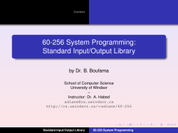 60-256 System Programming: Standard Input/Output