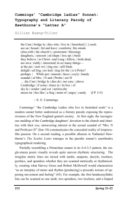 Cummings` &ldquo;Cambridge ladies&rdquo; Sonnet: Typography and Literary