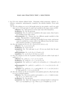 MAD 3105 PRACTICE TEST 1 SOLUTIONS 1. Let R be the relation
