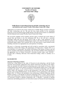 UNIVERSITY OF OXFORD Faculty of Classics and Somerville College