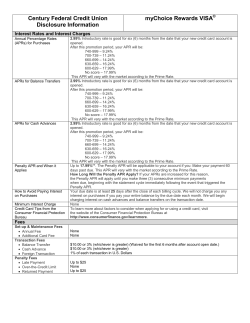 Century Federal Credit Union Disclosure Information myChoice