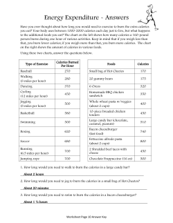Energy Expenditure - Answers
