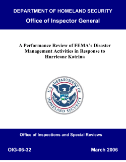 Dept. of Homeland Security Inspector General`s Report