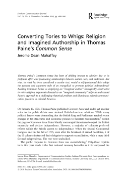 Converting Tories to Whigs: Religion and Imagined Authorship in