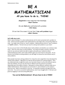 BE A MATHEMATICIAN!