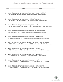 Choosing metric measurement units: Worksheet 1.3