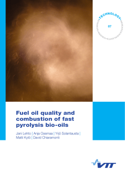 Fuel oil quality and combustion of fast pyrolysis bio-oils