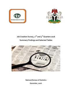Job Creation Survey, 2 and 3 Quarters 2016 Summary Findings and