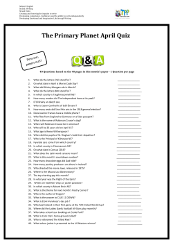 The Primary Planet April Quiz