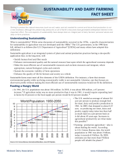 SUSTAINABILITY AND DAIRY FARMING FACT SHEET