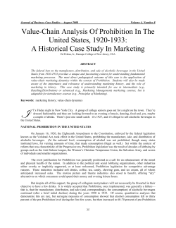 Value-Chain Analysis Of Prohibition In The