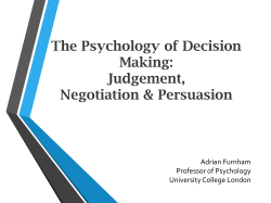 The Psychology of Decision Making: Judgement, Negotiation