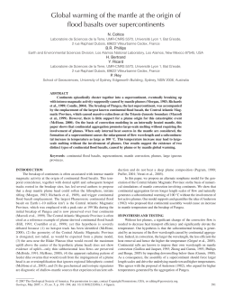 Global warming of the mantle at the origin of flood basalts over