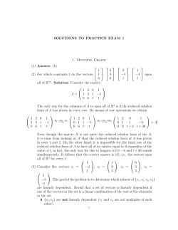 SOLUTIONS TO PRACTICE EXAM 1 1. Multiple Choice (1) Answer