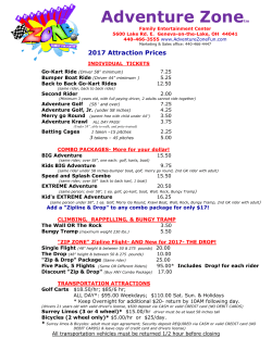 Our Prices - Adventure Zone