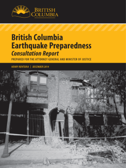 British Columbia Earthquake Preparedness: Consultation Report