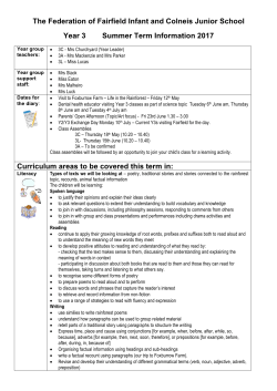 Year 3 Summer Term Information 2017