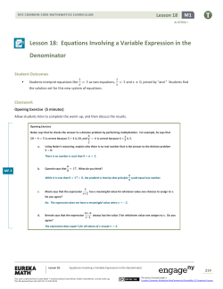 Lesson 18: Equations Involving a Variable Expression in the