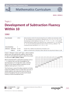 Topic J: Development of Subtraction Fluency Within 10