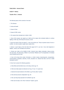 Study Guide &ndash; January Exams Grade 9 &ndash; History Teacher: Mrs. C