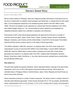 Stevia‟s Sweet Story