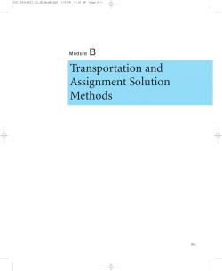Module B Transportation and Assignment Solution Methods