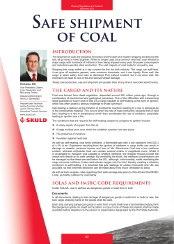 SAFE ShiPMENt OF cOAl