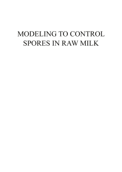 Modeling to control spores in raw milk - Wageningen UR E