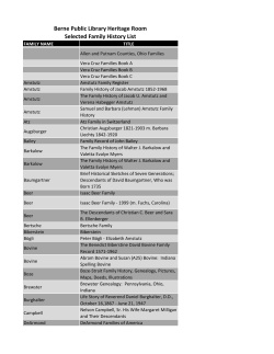Berne Public Library Heritage Room Selected Family History List