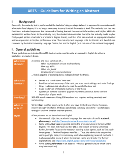 ARTS &ndash; Guidelines for Writing an Abstract