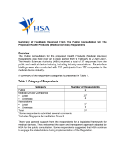 Public Consultation on the Proposed Health Products (Medical